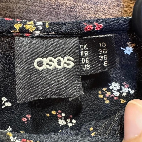 ASOS Size 6 Daisy Street shirred mini smock dress in navy ditsy floral - Picture 7 of 7